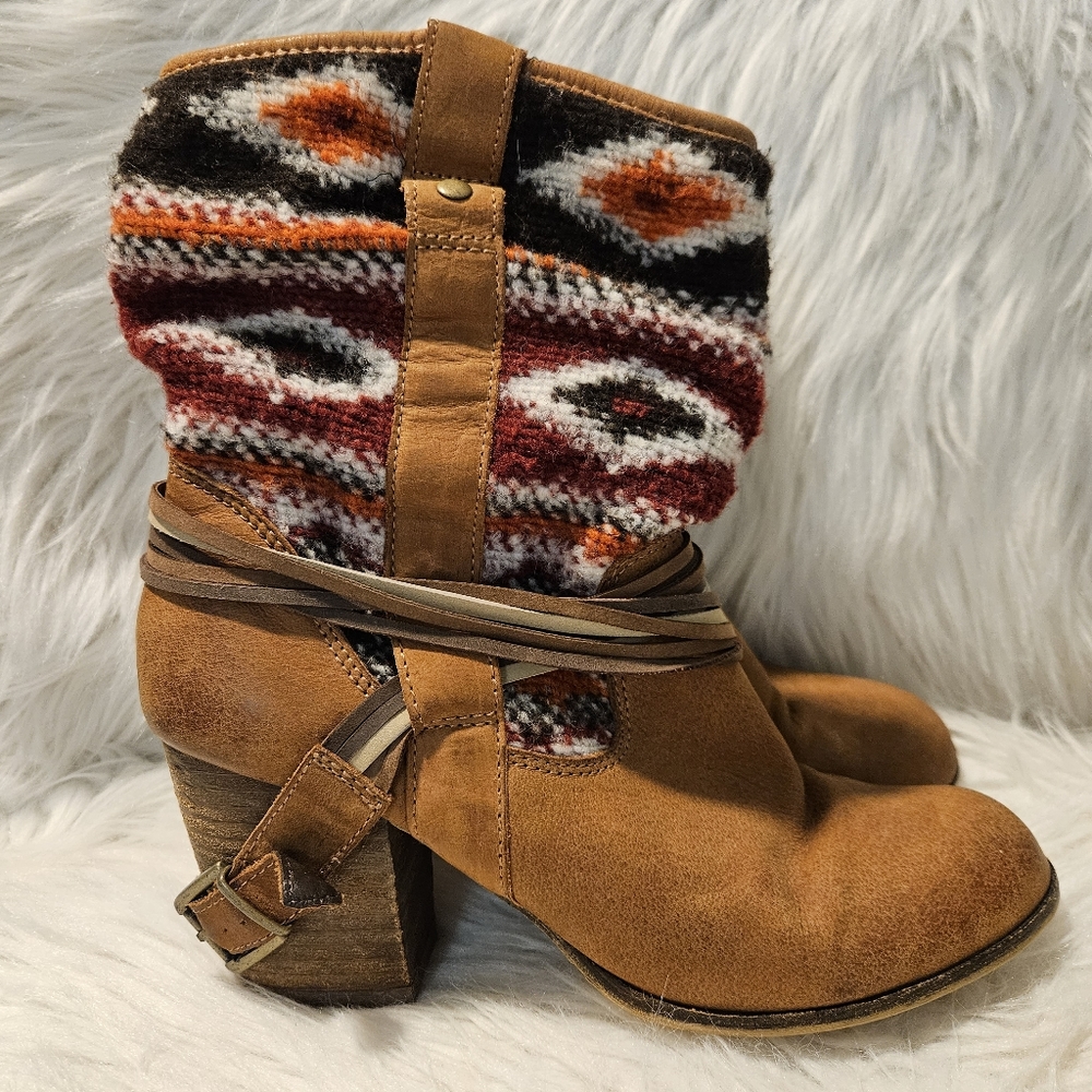 Steve Madden Womens Tolteca Cognac Southwest Mid Calf Boots